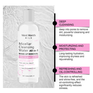 West&Month Gentle Makeup Remover, Facial Makeup Dissolves Soft Cleansing Gentle Cleansing, Clean And Non-Irritating