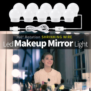 CanLing USB LED 12V Vanity Mirror Makeup Lamp 10 Bulbs Kit For Dressing Table Stepless Light 8W