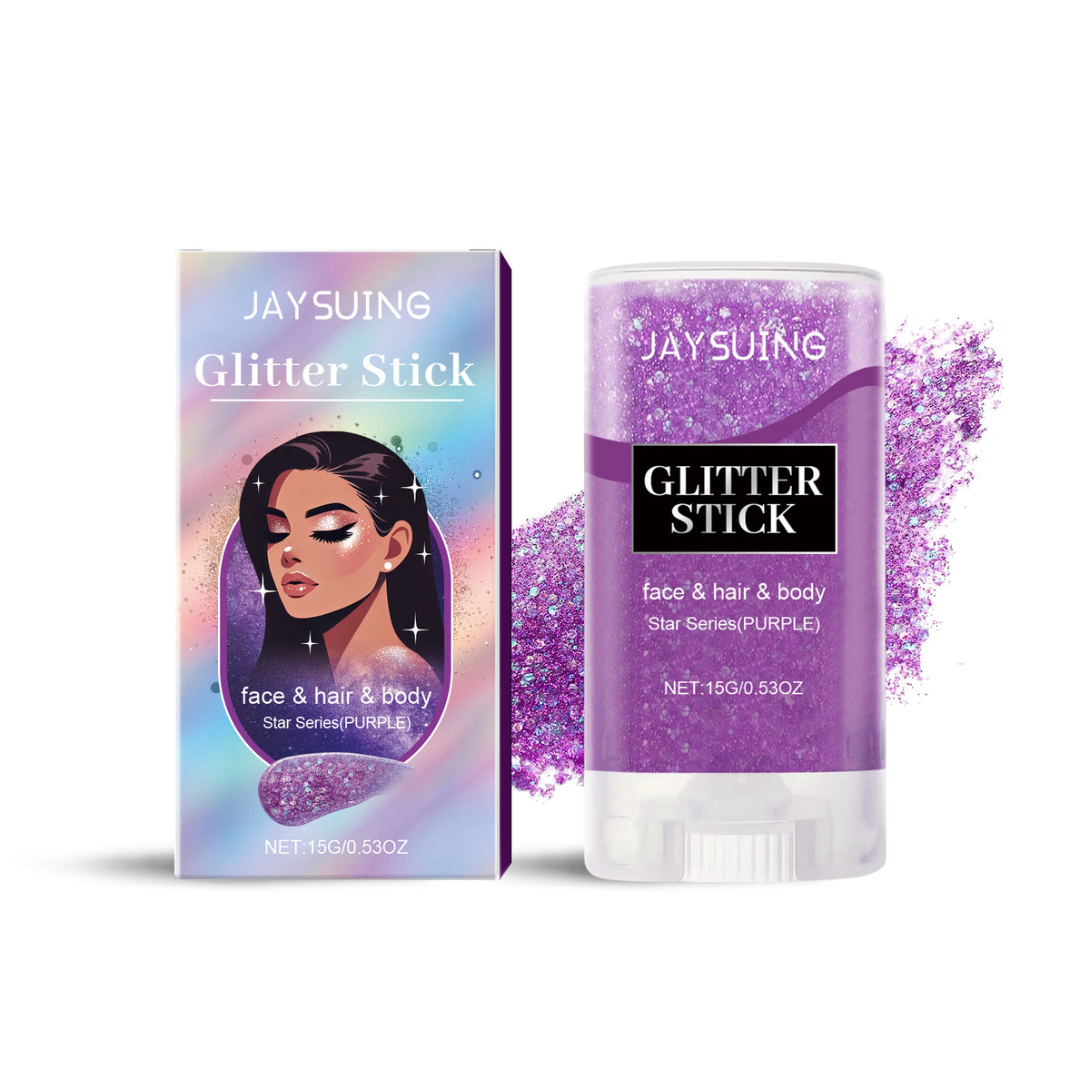 Jaysuing Sequined Glitter Stick (Purple), Party Dance, Performance, Makeup, Face, Body, Collarbone, Highlight And Shine