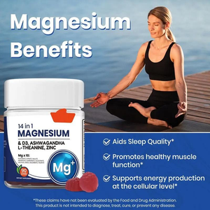 90 Capsules 14 in 1 Ashwagandha Vitamin D3 Zinc Magnesium Soft Candy for Adults