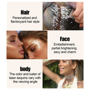 EELHOE Shining Body Skin Gel (Silver) Makeup Fish Scale Sequin Gel Sequin Stage Performance Makeup Props Eyeshadow