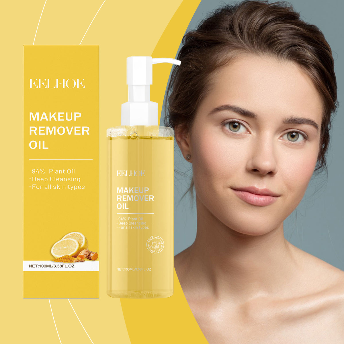 EELHOE Ginger Lemon Cleansing Oil, Care For The Skin And Clean Pores Gentle, Refreshing And Non-Tight Cleansing Oil
