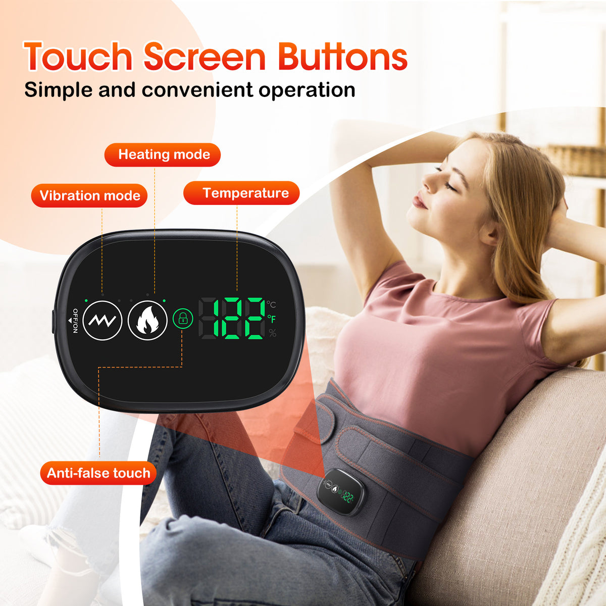 Rechargeable heating massage waist belt warm compress controller red light