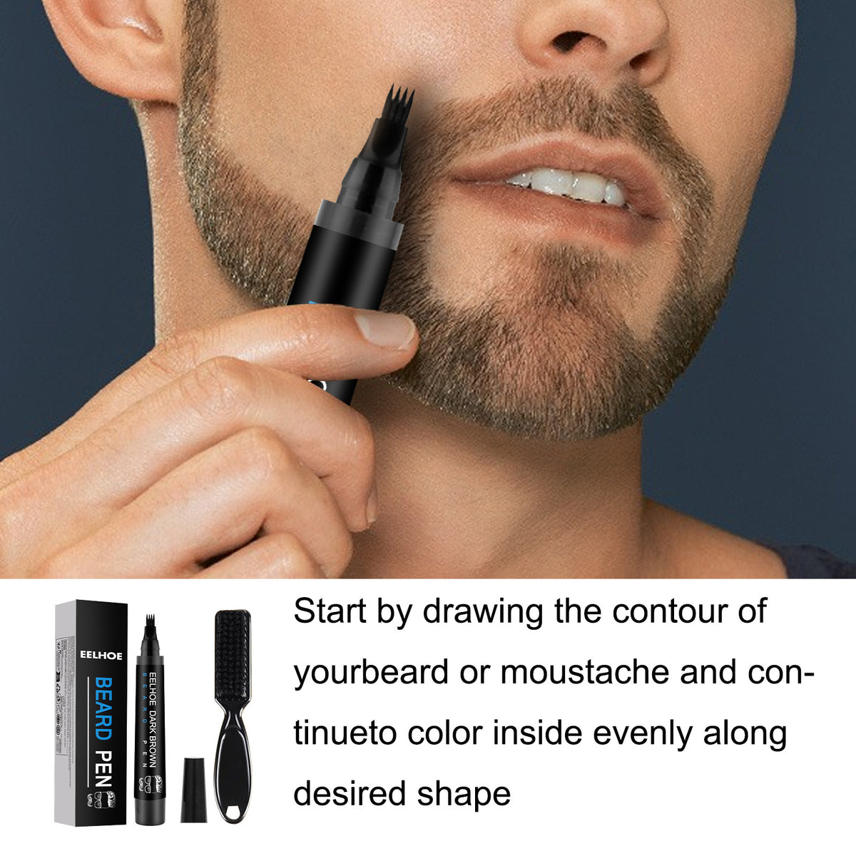 Foreign Trade Cross-Border Beard Filler Pen Kit, Waterproof, Sweat Resistant, Makeup Free Beard Pen Beard Pen