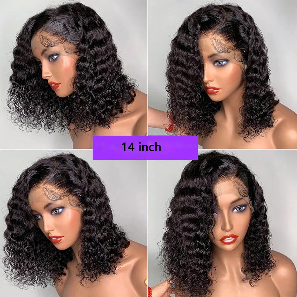 13x4 front lace deep curve bob wig human hair wig lace front