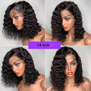 13x4 front lace deep curve bob wig human hair wig lace front