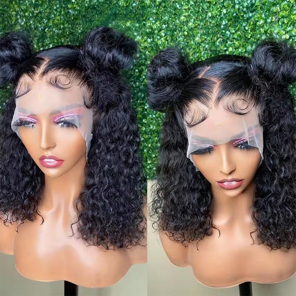 13x4 front lace deep curve bob wig human hair wig lace front