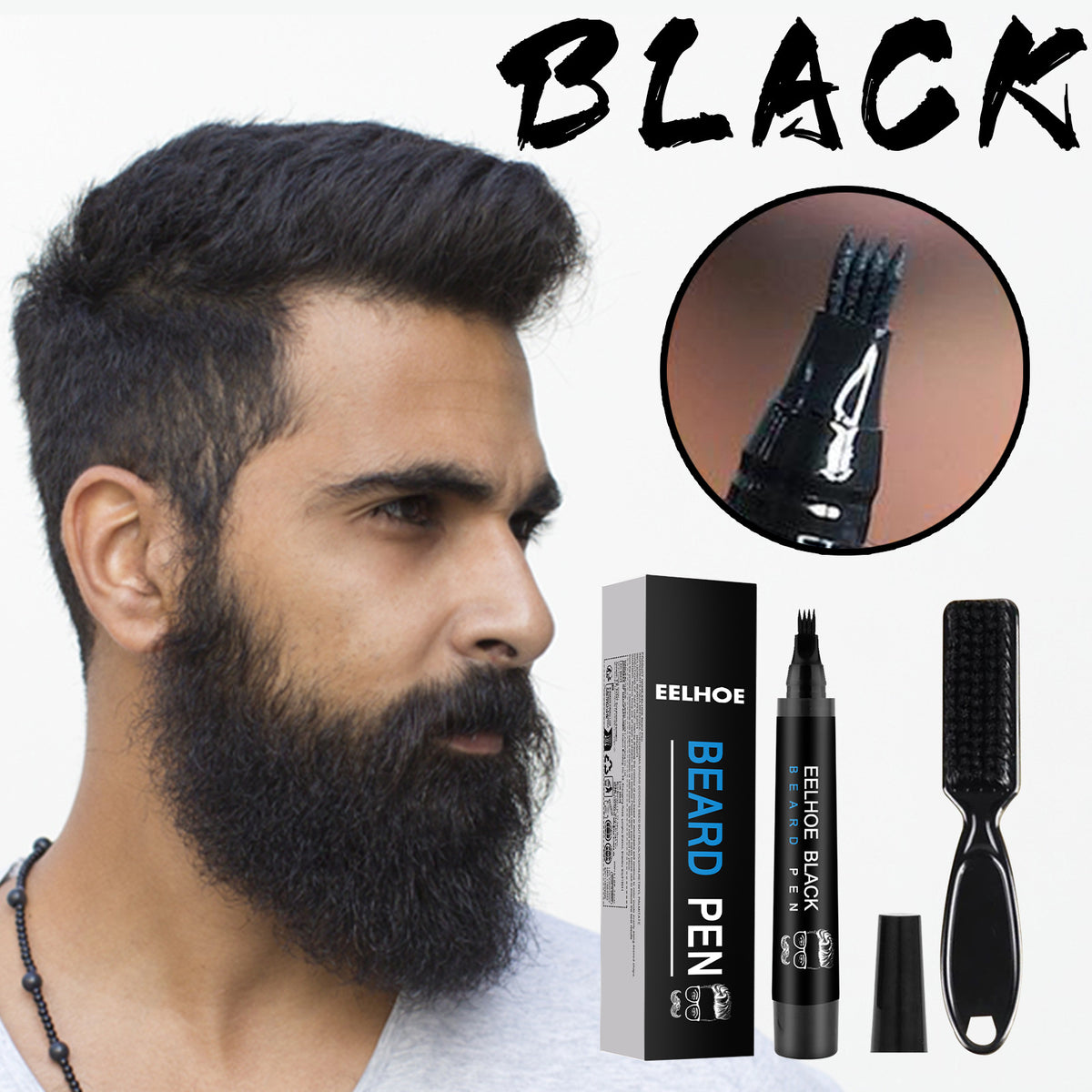 Foreign Trade Cross-Border Beard Filler Pen Kit, Waterproof, Sweat Resistant, Makeup Free Beard Pen Beard Pen