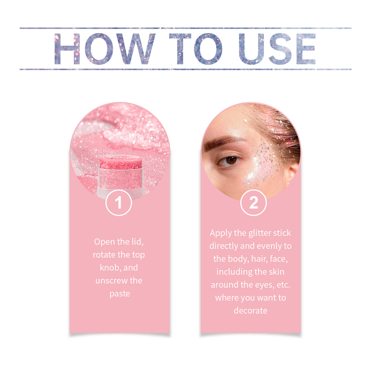 Jaysuing  Sequined Glitter Stick (Pink), Party, Dance, Performance, Makeup, Face, Body, Collarbone, Highlight And Shine